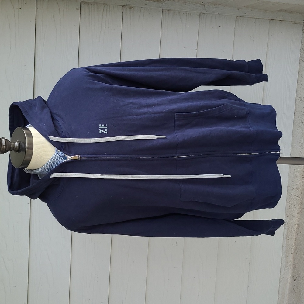 ZERO FOXTROT Dark Navy Full Zip Cotton Blend Mens Sz XL Hoodie‎ Sweater Jacket